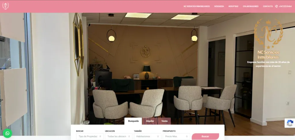 Captura del rediseño de NC Servicios Inmobiliarios